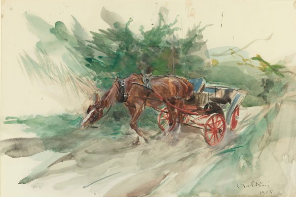 Main Product Photo of Horse And Carriage  Painting by Giovanni Boldini