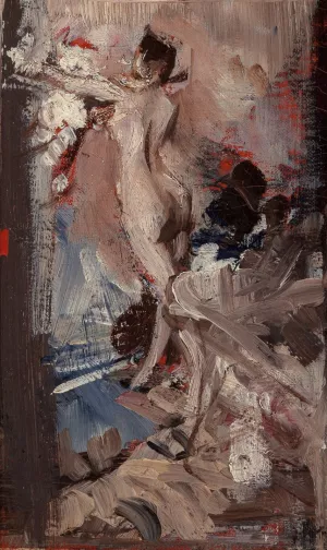 Nudo femminile con pelle di tigre by Giovanni Boldini Oil Painting