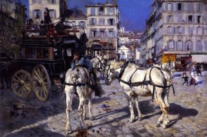 Omnibus in the Place Pigalle by Giovanni Boldini Oil Painting