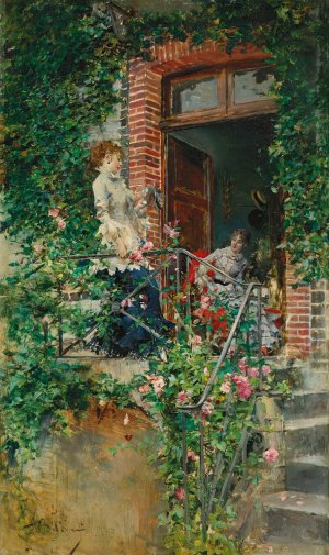 On the terrace by Giovanni Boldini Oil Painting