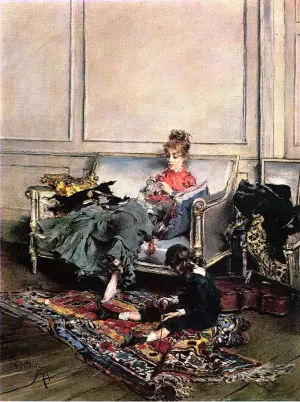 Peaceful Days also known as The Music Lesson by Giovanni Boldini - Oil Painting Reproduction