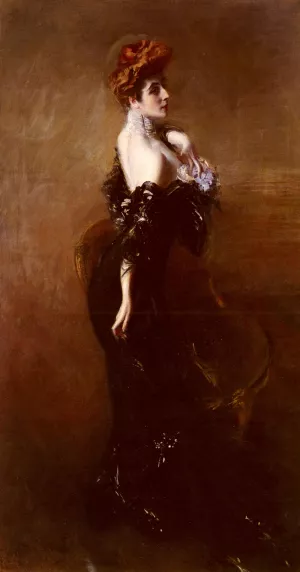 Portrait of Madame Pages in Evening Dress by Giovanni Boldini - Oil Painting Reproduction