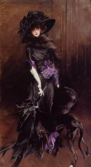 Portrait of the Marchesa Luisa Casati, with a Greyhound painting by Giovanni Boldini
