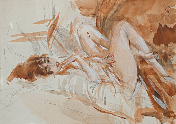 Main Product Photo of Reclining Lady Painting by Giovanni Boldini