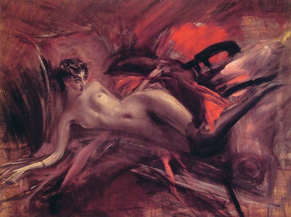 Main Product Photo of Reclining Nude Painting by Giovanni Boldini