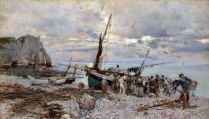 Return of the Fishing Boats, Etretat by Giovanni Boldini Oil Painting