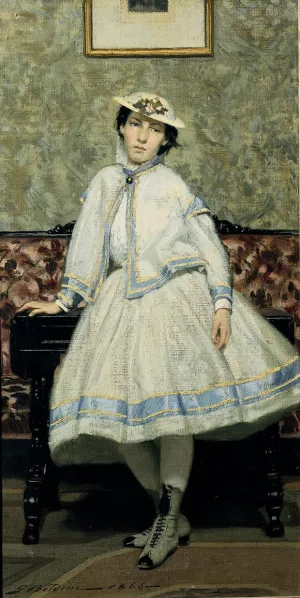 Ritratto di Alaide Banti in Abito Bianco by Giovanni Boldini - Oil Painting Reproduction