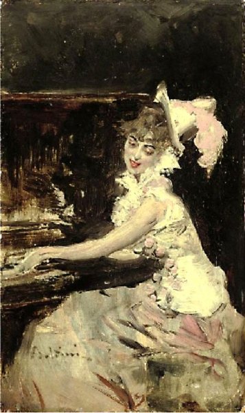 Main Product Photo of Signora al Pianoforte II Painting by Giovanni Boldini