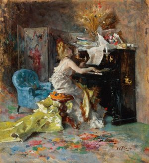 Signora Al Pianoforte by Giovanni Boldini Oil Painting