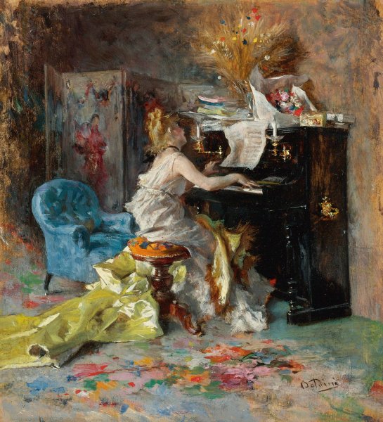 Main Product Photo of Signora Al Pianoforte  Painting by Giovanni Boldini