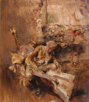 The Art Connoisseur by Giovanni Boldini - Oil Painting Reproduction