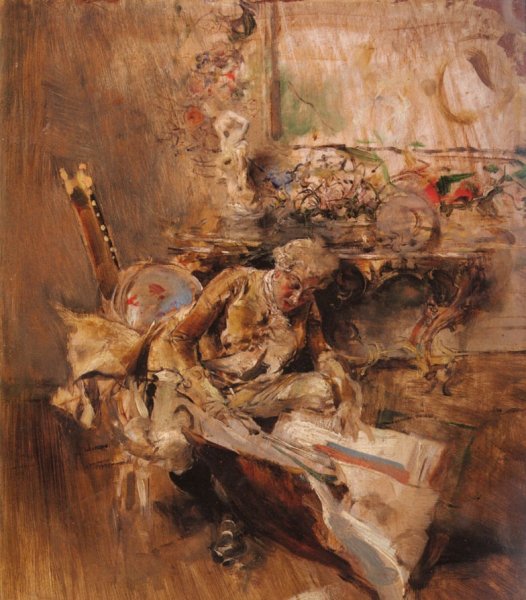 The Art Connoisseur by Giovanni Boldini - Hand-Painted Oil Painting Reproduction