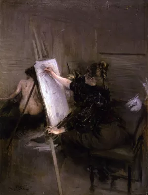 The Artist Ruth Sterling in Her Studio by Giovanni Boldini - Oil Painting Reproduction