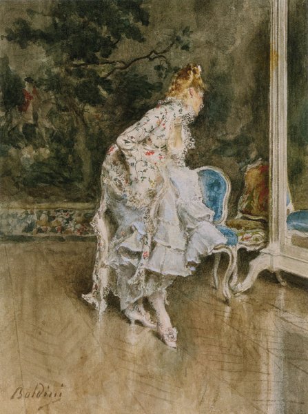 Main Product Photo of The Beauty Before The Mirror Painting by Giovanni Boldini
