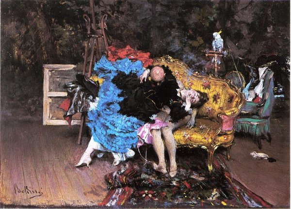 The Model and the Mannequin also known as Berthe in the Studio by Giovanni Boldini - Hand-Painted Oil Painting Reproduction