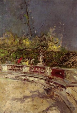 The Red Umbrella Oil painting by Giovanni Boldini