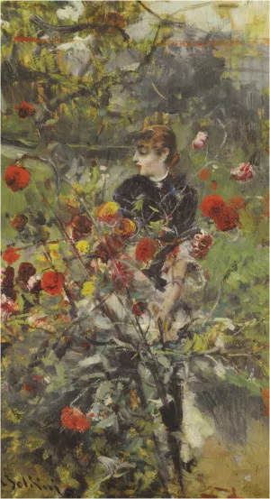 The Summer Roses by Giovanni Boldini - Oil Painting Reproduction