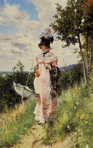 The Summer Stroll by Giovanni Boldini - Oil Painting Reproduction