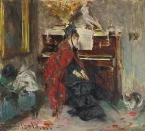 Woman At The Piano by Giovanni Boldini Oil Painting
