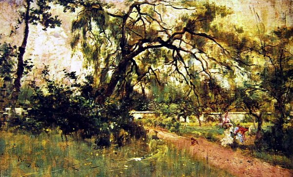 Main Product Photo of Women's Figures in the Park Painting by Giovanni Boldini