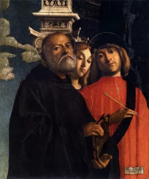 Sts Benedict, Thecla, and Damian Oil painting by Giovanni Buonconsiglio