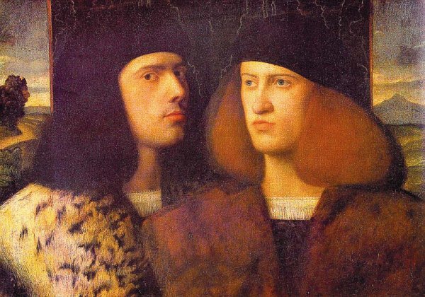 Main Product Photo of Portrait of Two Young Men Painting by Giovanni Cariani