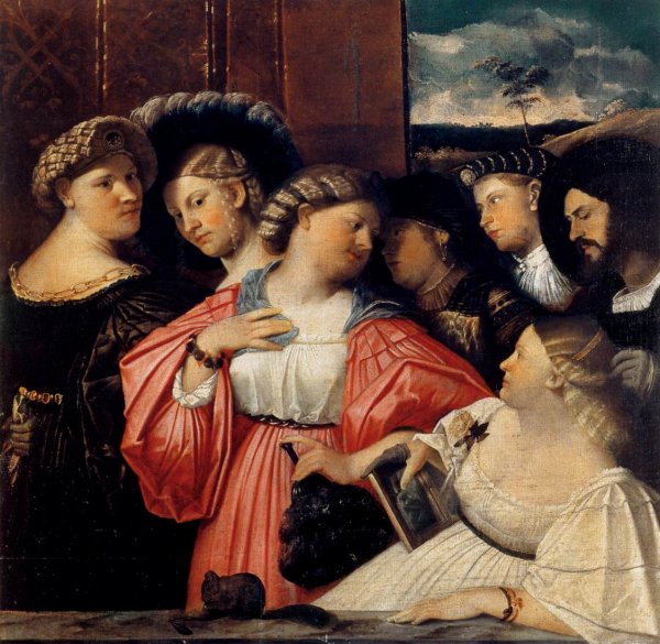 Sette Ritratti Albani Seven Albani Portraits by Giovanni Cariani - Hand-Painted Oil Painting Reproduction