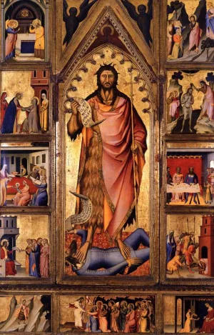 Altarpiece of the Baptist by Giovanni Del Biondo - Oil Painting Reproduction