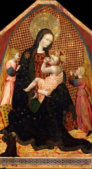 Madonna and Child with Two Angels and a Donor by Giovanni Di Paolo Oil Painting