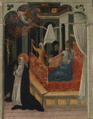 Saint Catherine of Siena Beseeching Christ to Resuscitate Her Mother by Giovanni Di Paolo Oil Painting