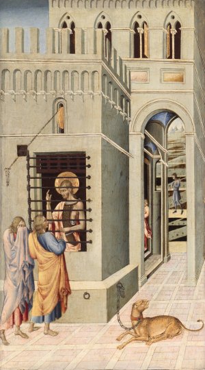Saint John the Baptist in Prison Visited by Two Disciples Oil painting by Giovanni Di Paolo
