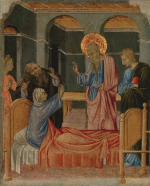 Saint John the Evangelist Raises Drusiana Oil painting by Giovanni Di Paolo