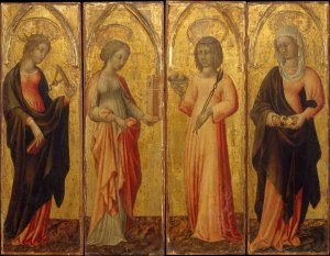 Saints Catherine of Alexandria, Barbara, Agatha, and Margaret by Giovanni Di Paolo Oil Painting