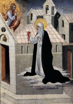 St Catherine Exchanging Her Heart with Christ by Giovanni Di Paolo - Oil Painting Reproduction