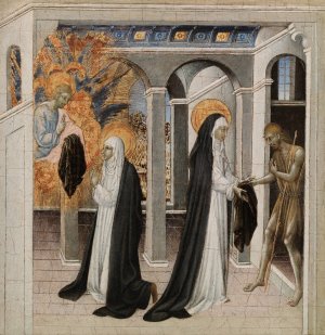 St. Catherine of Siena and the Beggar by Giovanni Di Paolo Oil Painting
