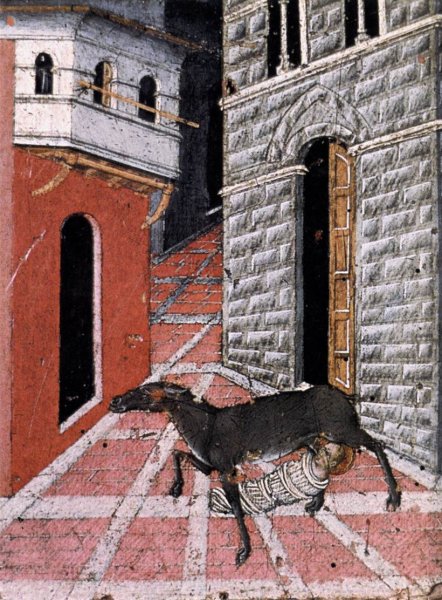 Main Product Photo of St Stephen Suckled by a Doe Painting by Giovanni Di Paolo