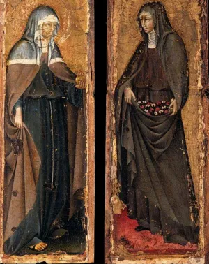 Sts Clare and Elizabeth of Hungary painting by Giovanni Di Paolo