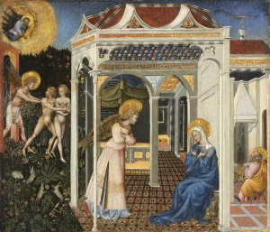 The Annunciation and Expulsion from Paradise by Giovanni Di Paolo Oil Painting