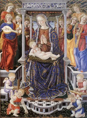 Madonna and Child Enthroned with Music-Making Angels painting by Giovanni Di Piermatteo Boccati