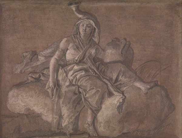 Allegorical Figure Representing Africa by Giovanni Domenico Tiepolo - Hand-Painted Oil Painting Reproduction