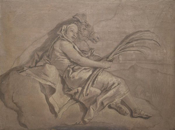 Allegorical Figure Representing Asia by Giovanni Domenico Tiepolo - Hand-Painted Oil Painting Reproduction