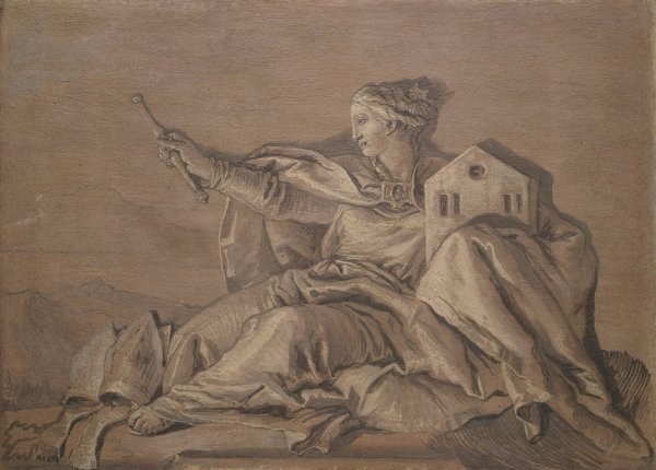 Allegorical Figure Representing Europe by Giovanni Domenico Tiepolo - Hand-Painted Oil Painting Reproduction