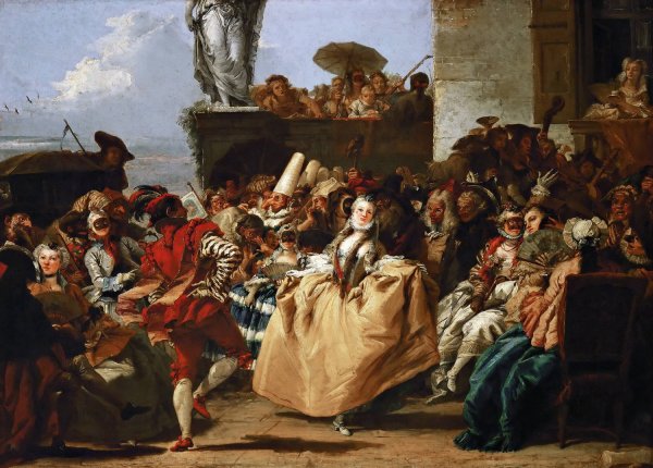 Carnival Scene Or The Minuet  by Giovanni Domenico Tiepolo - Hand-Painted Oil Painting Reproduction