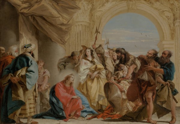 Christ and the Woman Taken in Adultery  by Giovanni Domenico Tiepolo - Hand-Painted Oil Painting Reproduction