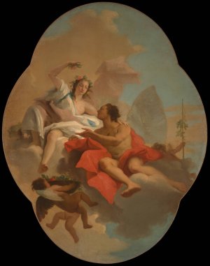 Flora and Zephyr by Giovanni Domenico Tiepolo Oil Painting