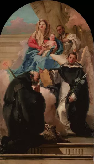 Madonna and Child with Three Saints by Giovanni Domenico Tiepolo Oil Painting