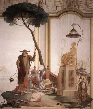 Offering of Fruits to Moon Goddess by Giovanni Domenico Tiepolo - Oil Painting Reproduction