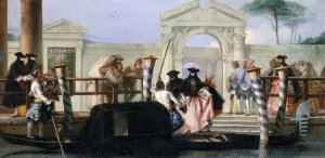 The Departure of the Gondola by Giovanni Domenico Tiepolo Oil Painting