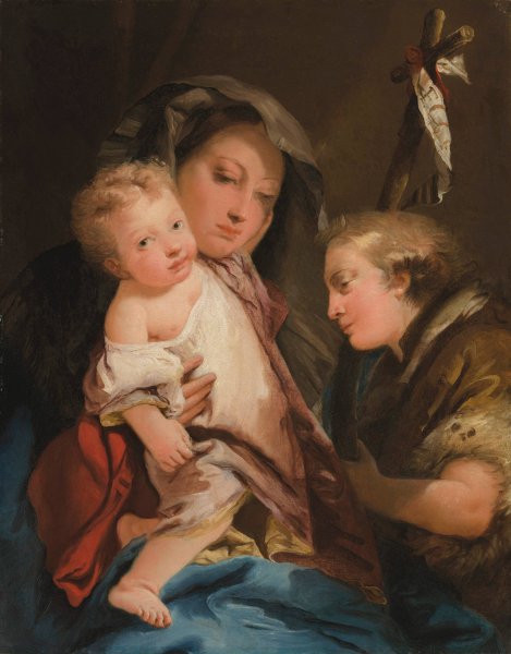 The Madonna and Child with the Infant St John the Baptist by Giovanni Domenico Tiepolo - Hand-Painted Oil Painting Reproduction