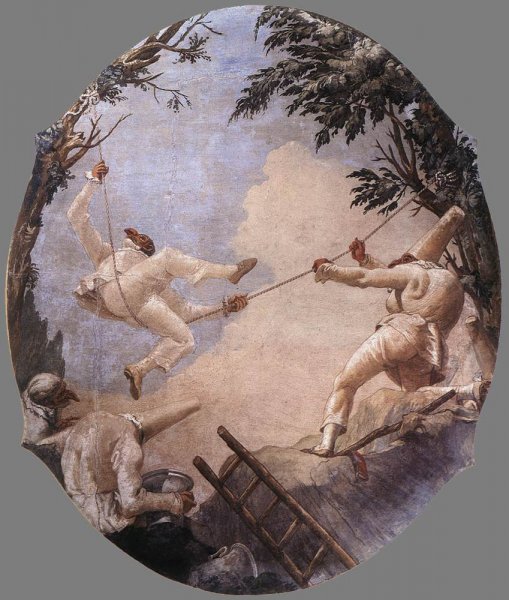 The Swing of Pulcinella by Giovanni Domenico Tiepolo - Hand-Painted Oil Painting Reproduction